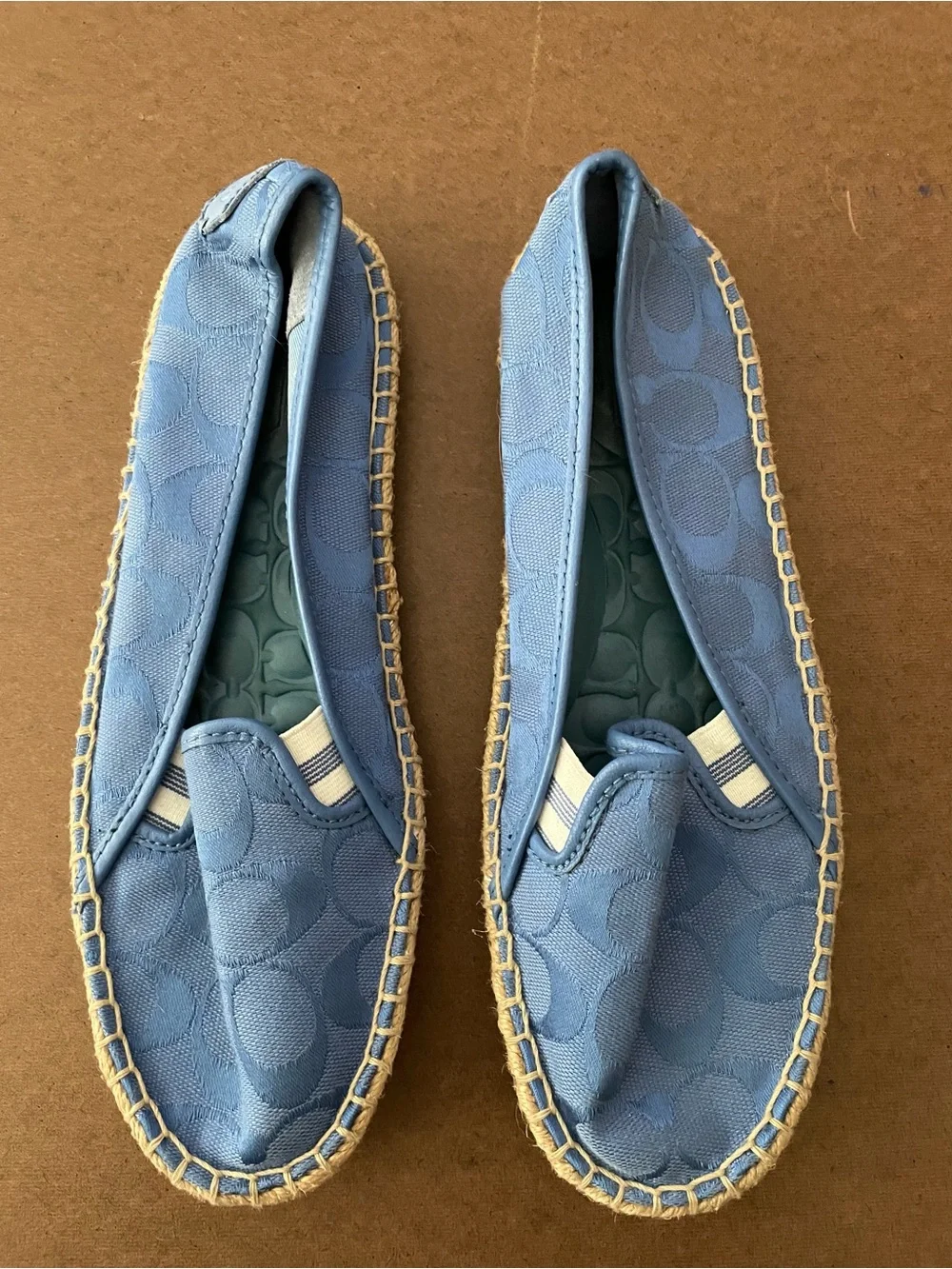 Coach Light Blue Canvas Espadrille Slip-Ons
